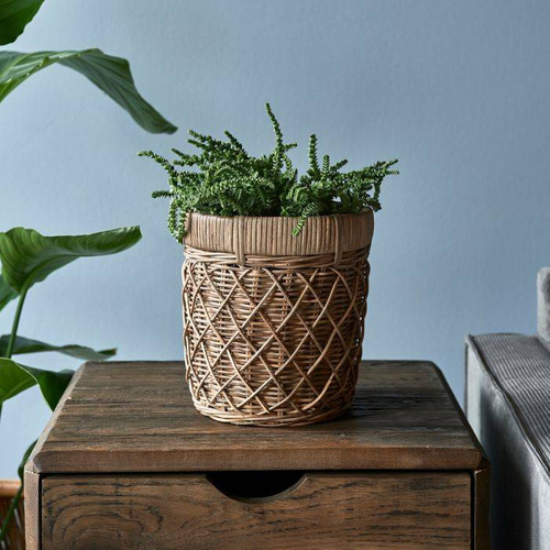 Osłonka rattanowa na doniczkę Riviera Maison RR Diamond Weave Planter M H22x20cm