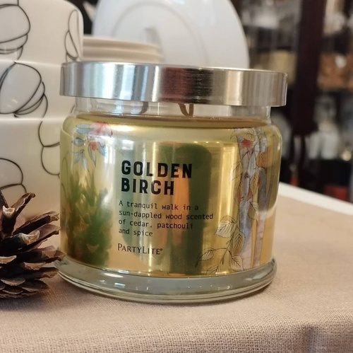 Partylite Świeca sojowa 3 knotowa w szkle Golden Birch Złota Brzoza 375g czas palenia 45-60h