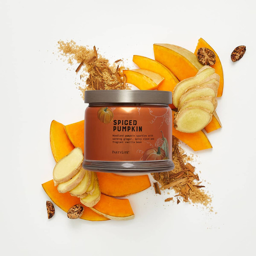 Partylite Świeca sojowa 3 knotowa w szkle Spiced Pumpkin Dynia z Przyprawami 375g.