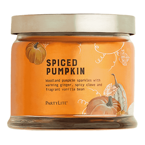 Partylite Świeca sojowa 3 knotowa w szkle Spiced Pumpkin Dynia z Przyprawami 375g.