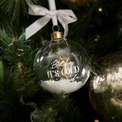 Riviera Maison Bombka szklana Baby It's Cold Ornament 10cm przezroczysta 