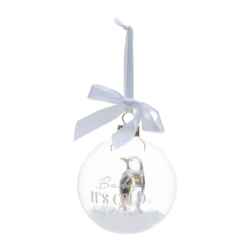 Riviera Maison Bombka szklana Baby It's Cold Ornament 10cm przezroczysta 