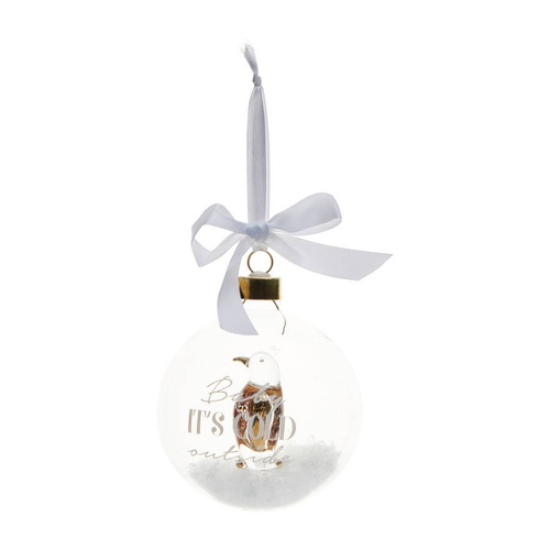 Riviera Maison Bombka szklana Baby It's Cold Ornament 10cm przezroczysta 