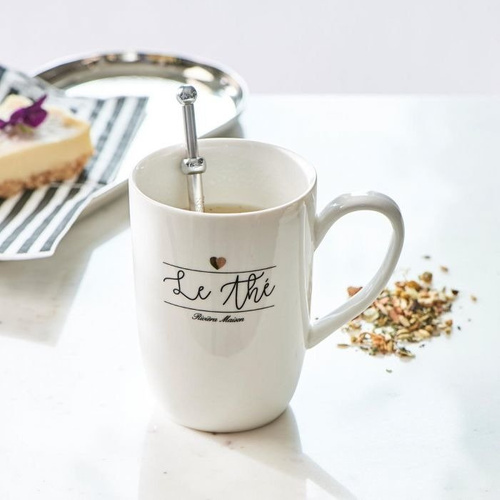 Riviera Maison Porcelanowy kubek do herbaty Le The Mug biały 12x8,6cm, 400ml.