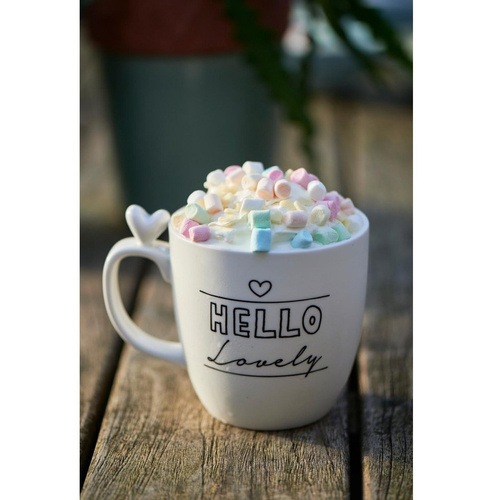 Riviera Maison, kubek,  Hello Lovely Mug, porcelanowy, biały, 10 x10 cm