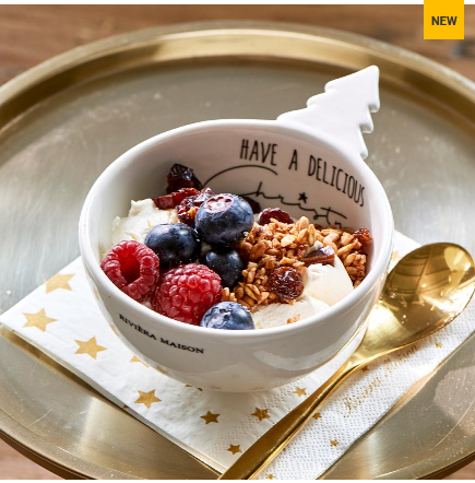 Riviera Maison, miseczka świąteczna, Delicious Christmas Bowl, porcelanowa, biała, 10x5,5x13,5cm