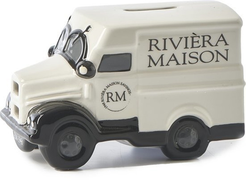 Riviera Maison, skarbonka samochód, RM Money Transport Savings, ceramiczna, biała, 14x8x9cm