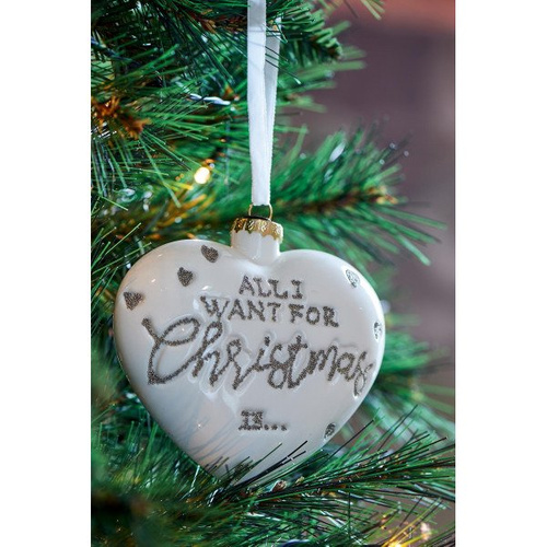 Riwiera Maison, bombka serce, All I Want ... Heart Ornament snow white, biała, 11x12x5,5cm