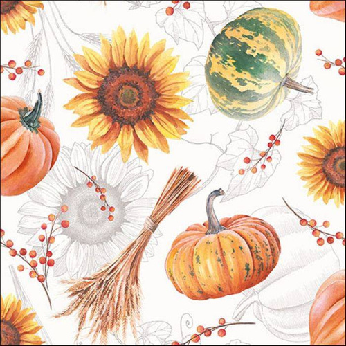 Serwetki papierowe jesienne Ambiente Pumpkins & Sunflowers lunchowe 33x33cm op.20szt