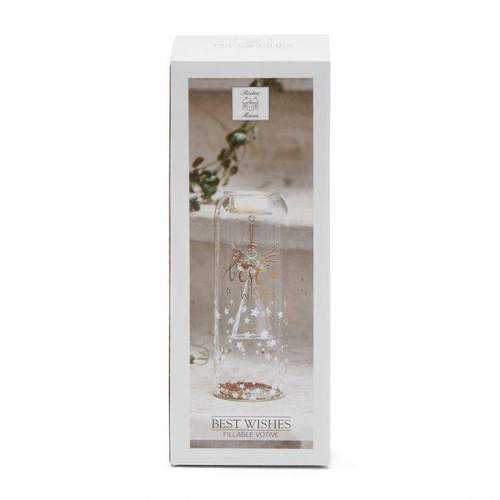 Świateczny świecznik szklany na tealight Riviera Maison Best Wishes Fillable Votive 22,5x8cm