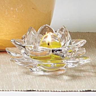 Świecznik szklany, Kwaiat lotosu, Partylite, Lotus Flower Votive holder, kpl 2 szt
