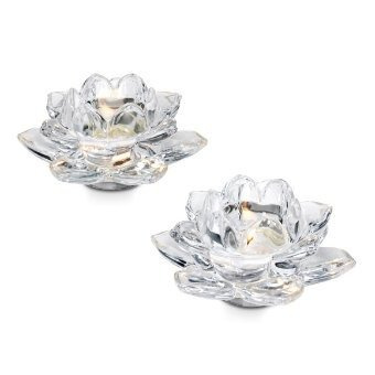 Świecznik szklany, Kwaiat lotosu, Partylite, Lotus Flower Votive holder, kpl 2 szt