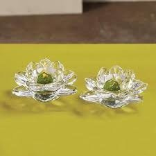 Świecznik szklany, Kwaiat lotosu, Partylite, Lotus Flower Votive holder, kpl 2 szt