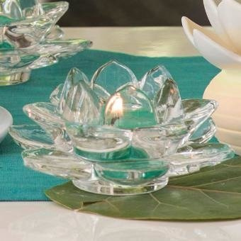 Świecznik szklany, Kwaiat lotosu, Partylite, Lotus Flower Votive holder, kpl 2 szt