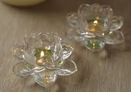 Świecznik szklany, Kwaiat lotosu, Partylite, Lotus Flower Votive holder, kpl 2 szt
