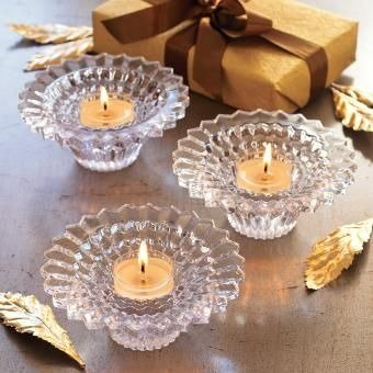 Świecznik szklany, Promienisty, Partylite, Radiance Candle holder, 13,5x6cm.