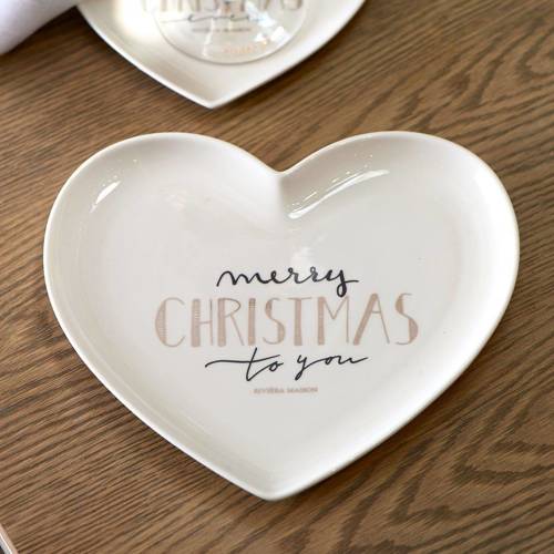 Talerz świąteczny Riviera Maison Merry Christmas Heart Plate M