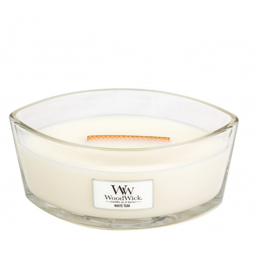Woodwick świeca zapachowa elipsa Hearthwick White Teak 453,6g